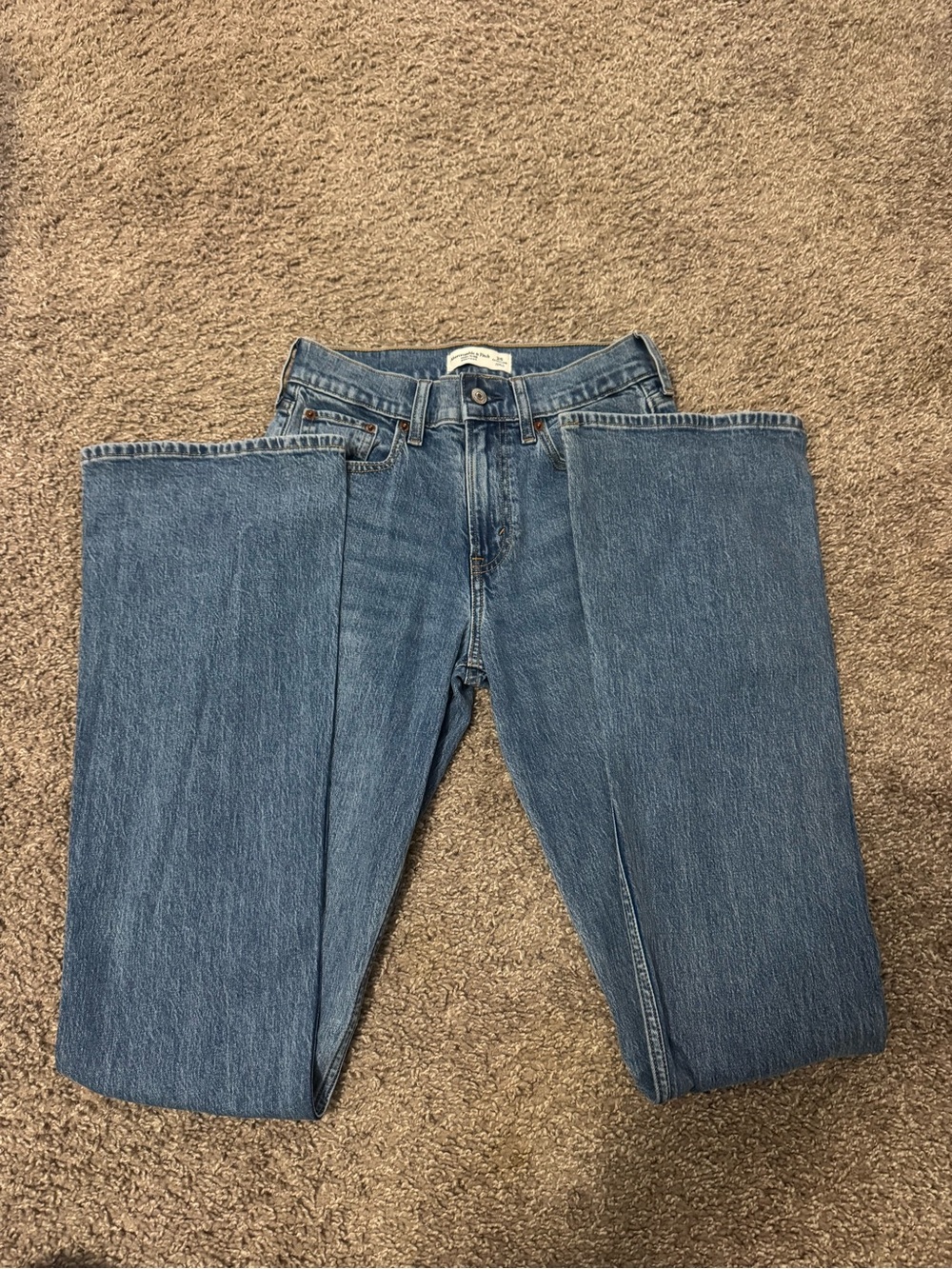 Abercrombie & Fitch Mid-Blue Straight-Leg Women’s Jeans